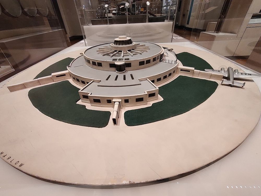 Architect's model of the Beehive, Gatwick Airport, in the Victoria & Albert Museum.