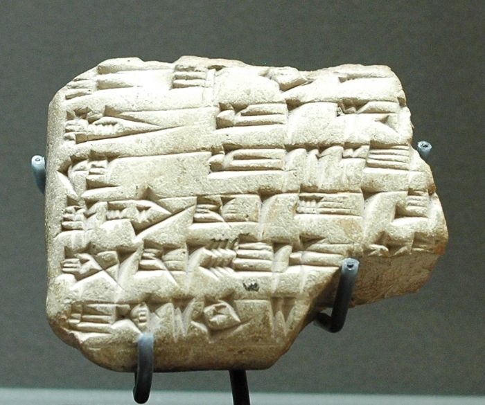 Tablet of Zimri-Lim, king of Mari, concerning the foundation of an ice-house in Terqa. Baked clay, ca. 1780 BC. (See en:Zimrilim , reign 1779 BC - 1757 BC.)