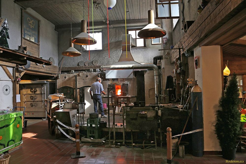 Glassworks in Bodenmais (Bavarian Forest). In the Bodenmais area, glash huts have already been established since the 15th century.
